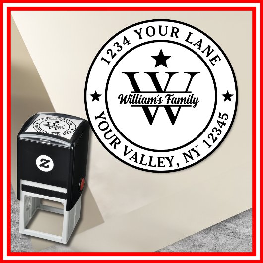 白黒 | シンプルファミリー名モノグラム セルフインキングスタンプ