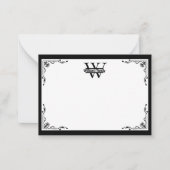 白黒 | シンプルファミリー名モノグラム ノートカード (正面)