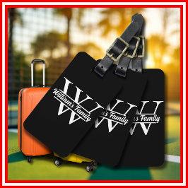 白黒 | シンプルファミリー名モノグラム ラゲッジタグ