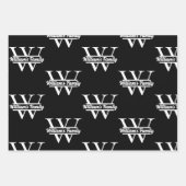 白黒 | シンプルファミリー名モノグラム ラッピングペーパーシート (正面3)