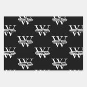 白黒 | シンプルファミリー名モノグラム ラッピングペーパーシート (正面2)