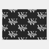 白黒 | シンプルファミリー名モノグラム ラッピングペーパーシート (正面)