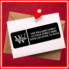 白黒 | シンプルファミリー名モノグラム ラベル