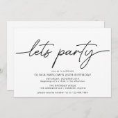 白黒 |シンプルモダン任意の年齢誕生日 招待状 (正面/裏面)