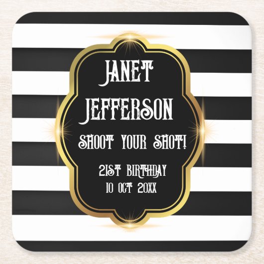 白黒 スクエアペーパーコースター (正面)