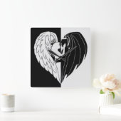 白黒 スクエア壁時計 (ホーム)