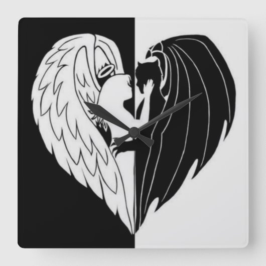 白黒 スクエア壁時計 (正面)