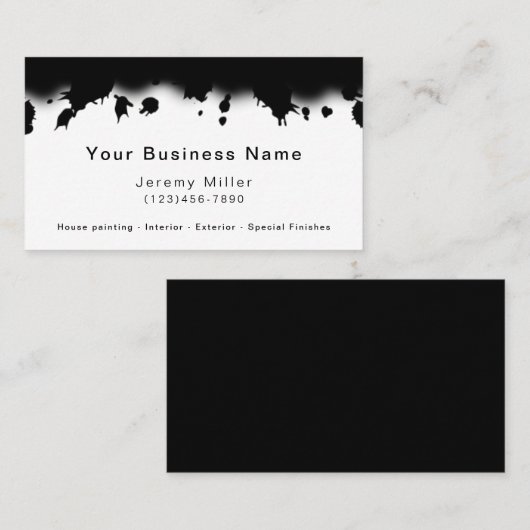 白黒、スプ絵を描レ絵を描ー名書き 名刺 (正面/裏面)