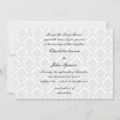 「白黒」ダマスクの結婚式招待状 招待状 (裏面)