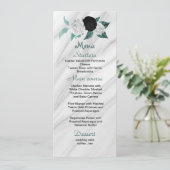 白黒&ティール（緑がかった色）ブルーフラワービューティフル結婚ーズ メニュー (スタンド正面)