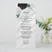 白黒&ティール（緑がかった色）ブルーフラワービューティフル結婚ーズ メニュー (スタンド正面)