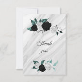 白黒&ティール(緑がかった色)植物大理石 サンキューカード (正面)