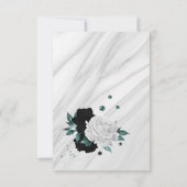 白黒&ティール(緑がかった色)植物大理石 サンキューカード (裏面)