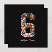 白黒 ナンバー6 フォト コラージュ サンキューカード (正面/裏面)