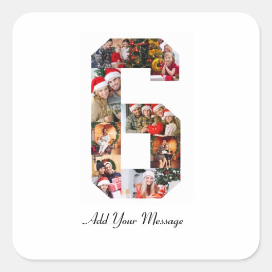 白黒 ナンバー6 フォト コラージュ スクエアシール (正面)