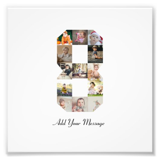 白黒 ナンバー8 フォト コラージュ (正面)