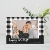 白黒「ハッピーホリデー」写真クリスマス シーズンカード (スタンド正面)