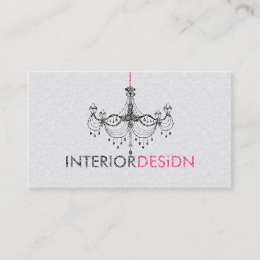 白黒&ピンクシャンデリア内装デザイン 名刺 (正面)