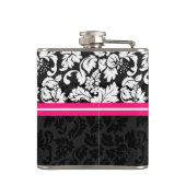 白黒&ピンクヴィンテージフローラダマスク フラスク (裏面)