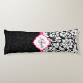 白黒&ピンクヴィンテージフローラダマスク ボディピロー (裏面)