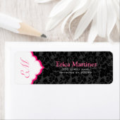 白黒&ピンクヴィンテージフローラダマスク ラベル (インサイチュ)