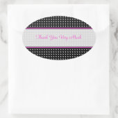 白黒&ピンクヴィンテージポルカドットパターン 楕円形シール (バッグ)