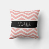 白黒・ピーチ・シェブロン名 クッション (裏面)