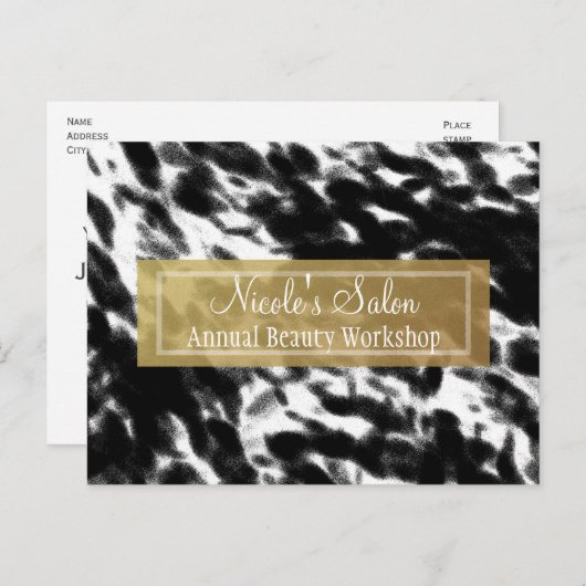 白黒&フェイク金ゴールドシックサロンイベントはがき ポストカード (正面/裏面)