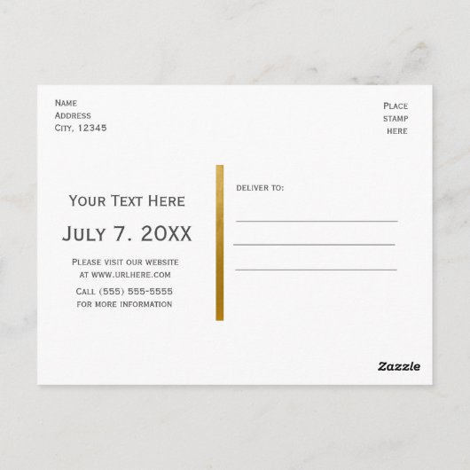 白黒&フェイク金ゴールドシックサロンイベントはがき ポストカード (裏面)