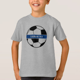 白黒&ブルーサッカーサッカースポーツモノグラム Tシャツ