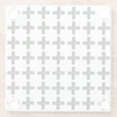 白黒"プラス"算数シンボルLino Cut ガラスコースター (裏面)