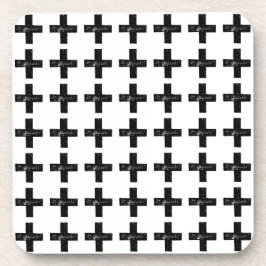白黒"プラス"算数シンボルLino Cut コースター