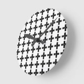 白黒"プラス"算数シンボルLino Cut ラウンド壁時計 (傾斜)