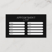 白黒、ミニマル、エレガントサロン 予約カード (裏面)