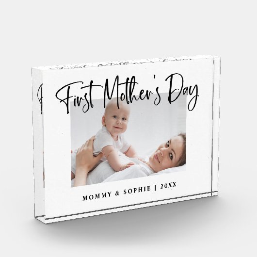 白黒|モダン初日の母の日を台本にする フォトブロック (左)