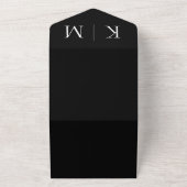 白黒 – モノグラムモダン-結婚s- オールインワン招待状 (外側)