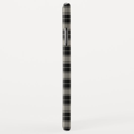 白黒:モノグラム付き白い格子模様 Case-Mate iPhoneケース (裏面/右)