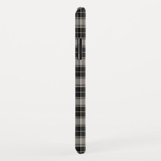 白黒:モノグラム付き白い格子模様 Case-Mate iPhoneケース (裏面/右)