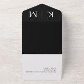 白黒 – モノグラム結婚モダンの –  オールインワン招待状 (外側)