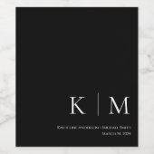 白黒 – モノグラム結婚モダンの –  ワインラベル (シングルラベル)