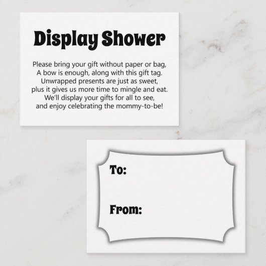 白黒、ラップなしはっきりしたの赤ちゃんシャワー エンクロージャーカード (正面/裏面)