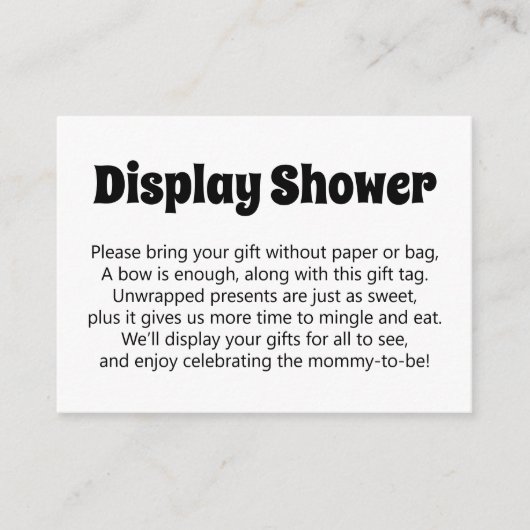 白黒、ラップなしはっきりしたの赤ちゃんシャワー エンクロージャーカード (正面)