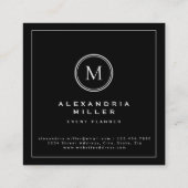 白黒&レッドさくらんぼの花 |モノグラム スクエア名刺 (裏面)