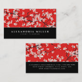 白黒&レッドさくらんぼブロッサムフローラ 名刺 (正面/裏面)