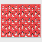 白黒&レッドハッピーホリデイズ雪だるま ラッピングペーパー (フラット)