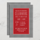 白黒&レッド千鳥格子の誕生日 招待状 (正面/裏面)
