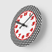 白黒&レッド水玉模様 ラウンド壁時計 (傾斜)