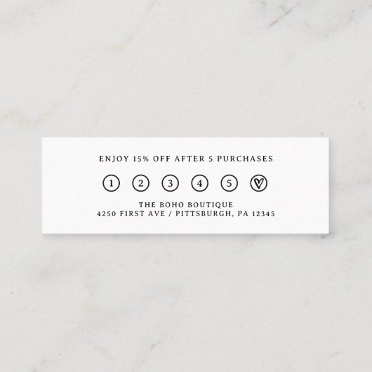 白黒 |レトロボホタイポグラフィ ロイヤリティカード (裏面)