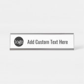 白黒（ロゴ付き）カスタム文字 デスクネームプレート (正面)