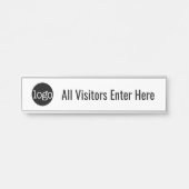 白黒 – ロゴ – すべての訪問者がここに入力 サインプレート (正面)